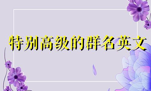 特别高级的群名英文 特别高级的群名励志