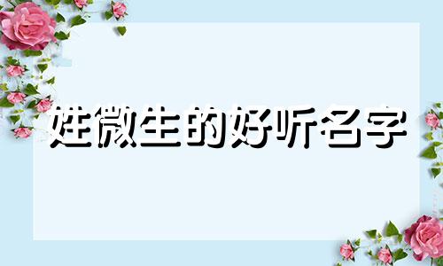 姓微生的好听名字 带微的男孩名字