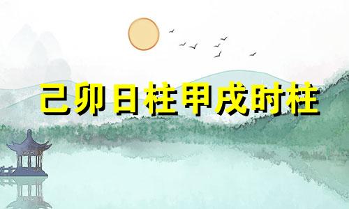 己卯日柱甲戌时柱 己卯日柱配对