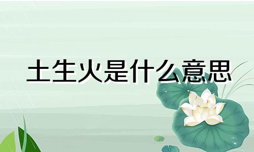土生火是什么意思 土生火还是火生土