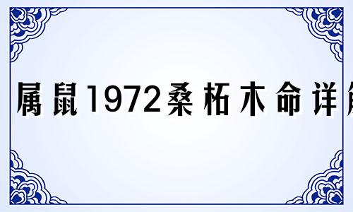属鼠1972桑柘木命详解 72年属鼠桑木命是什么意思