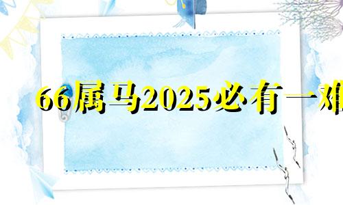 66属马2025必有一难 66年属马59岁有一灾