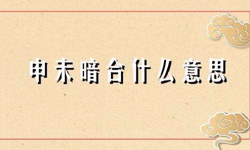 申未暗合什么意思 申未合什么