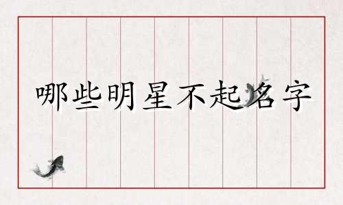 哪些明星不起名字
