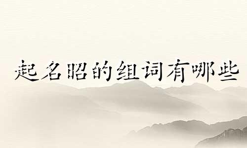 起名昭的组词有哪些