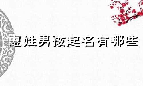 惠姓男孩起名有哪些