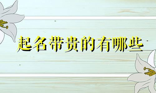起名带贵的有哪些