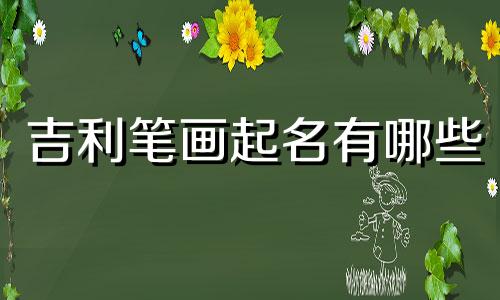 吉利笔画起名有哪些