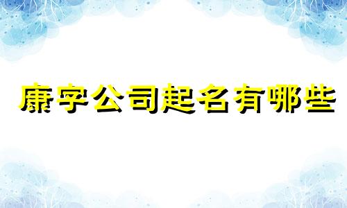 康字公司起名有哪些