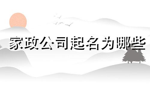家政公司起名为哪些