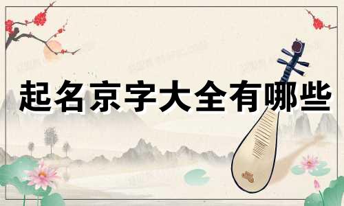 起名京字大全有哪些