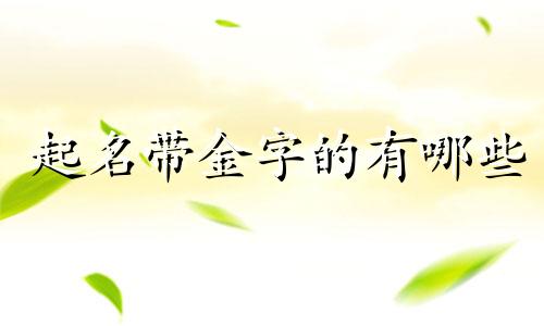 起名带金字的有哪些