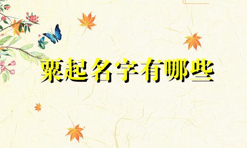 粟起名字有哪些