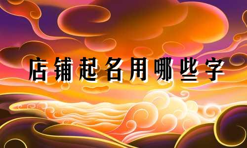 店铺起名用哪些字
