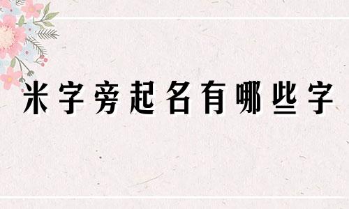 米字旁起名有哪些字