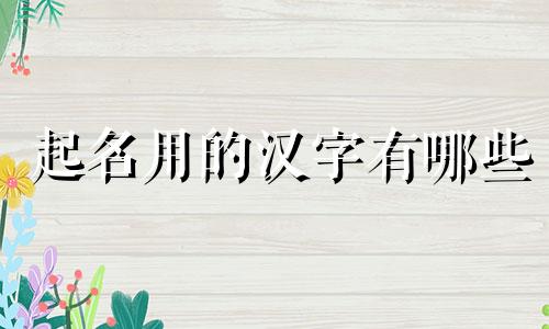 起名用的汉字有哪些