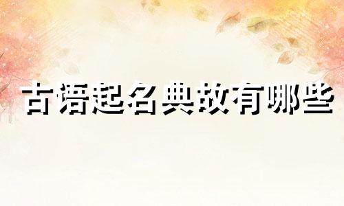 古语起名典故有哪些