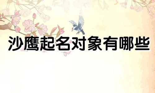 沙鹰起名对象有哪些