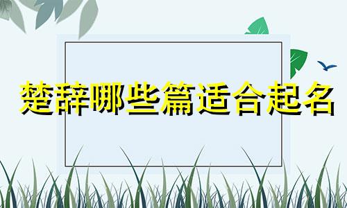 楚辞哪些篇适合起名