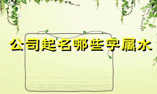 公司起名哪些字属水