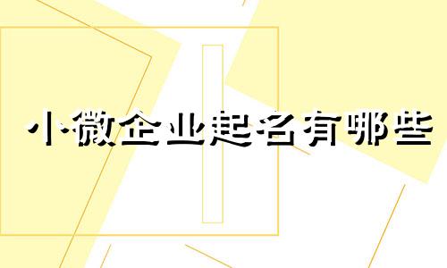 小微企业起名有哪些