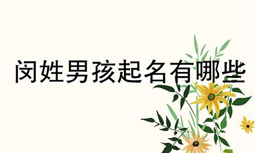 闵姓男孩起名有哪些