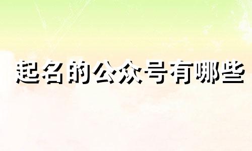 起名的公众号有哪些