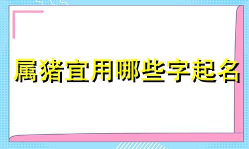 属猪宜用哪些字起名