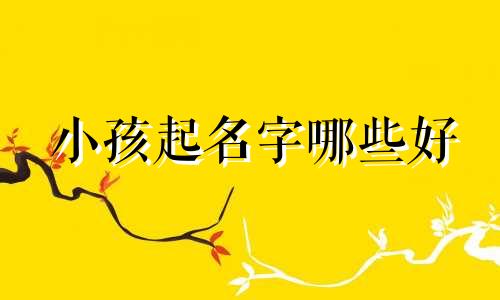 小孩起名字哪些好