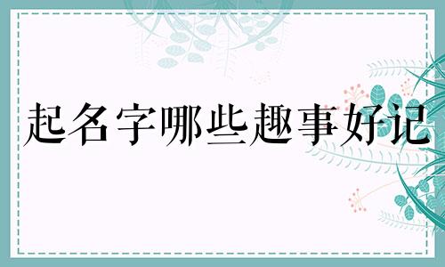 起名字哪些趣事好记