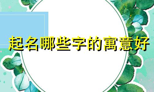 起名哪些字的寓意好