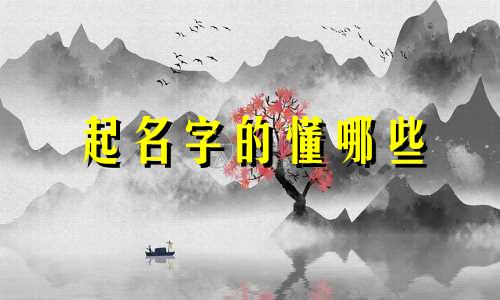 起名字的懂哪些