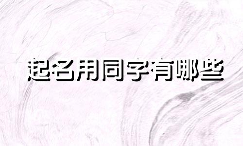 起名用同字有哪些