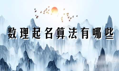 数理起名算法有哪些