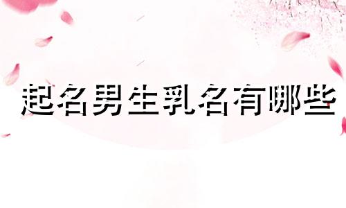 起名男生乳名有哪些