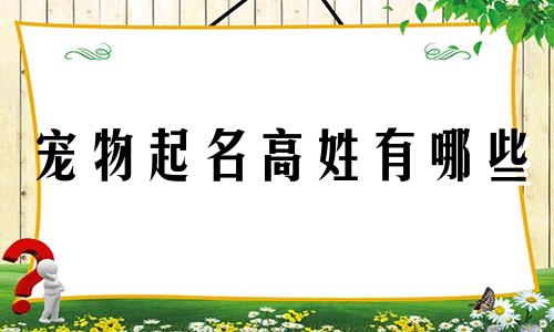 宠物起名高姓有哪些