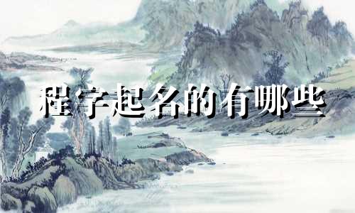 程字起名的有哪些