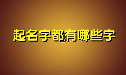 起名字都有哪些字