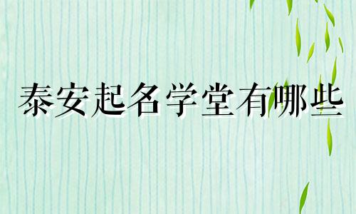泰安起名学堂有哪些