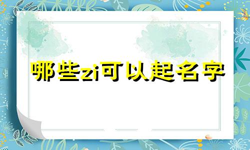 哪些zi可以起名字