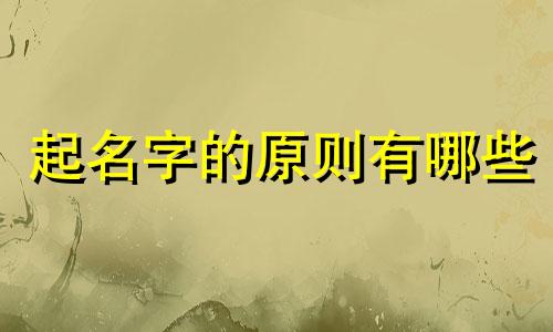 起名字的原则有哪些