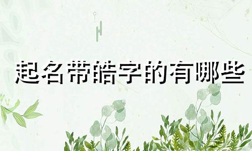 起名带皓字的有哪些