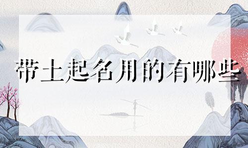 带土起名用的有哪些