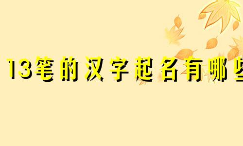 13笔的汉字起名有哪些