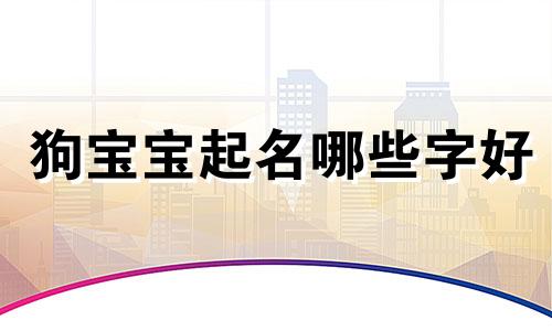 狗宝宝起名哪些字好