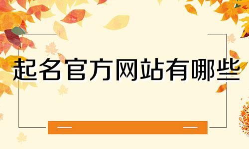 起名官方网站有哪些