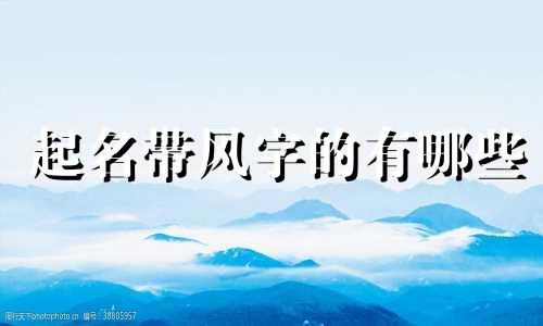 起名带风字的有哪些