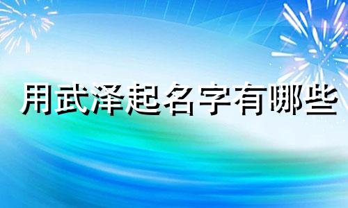 用武泽起名字有哪些