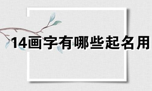 14画字有哪些起名用