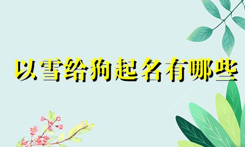 以雪给狗起名有哪些